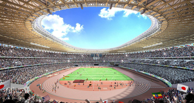 Phối cảnh bên trong sân vận động quốc gia Nhật Bản phục vụ cho Olympic 2020.